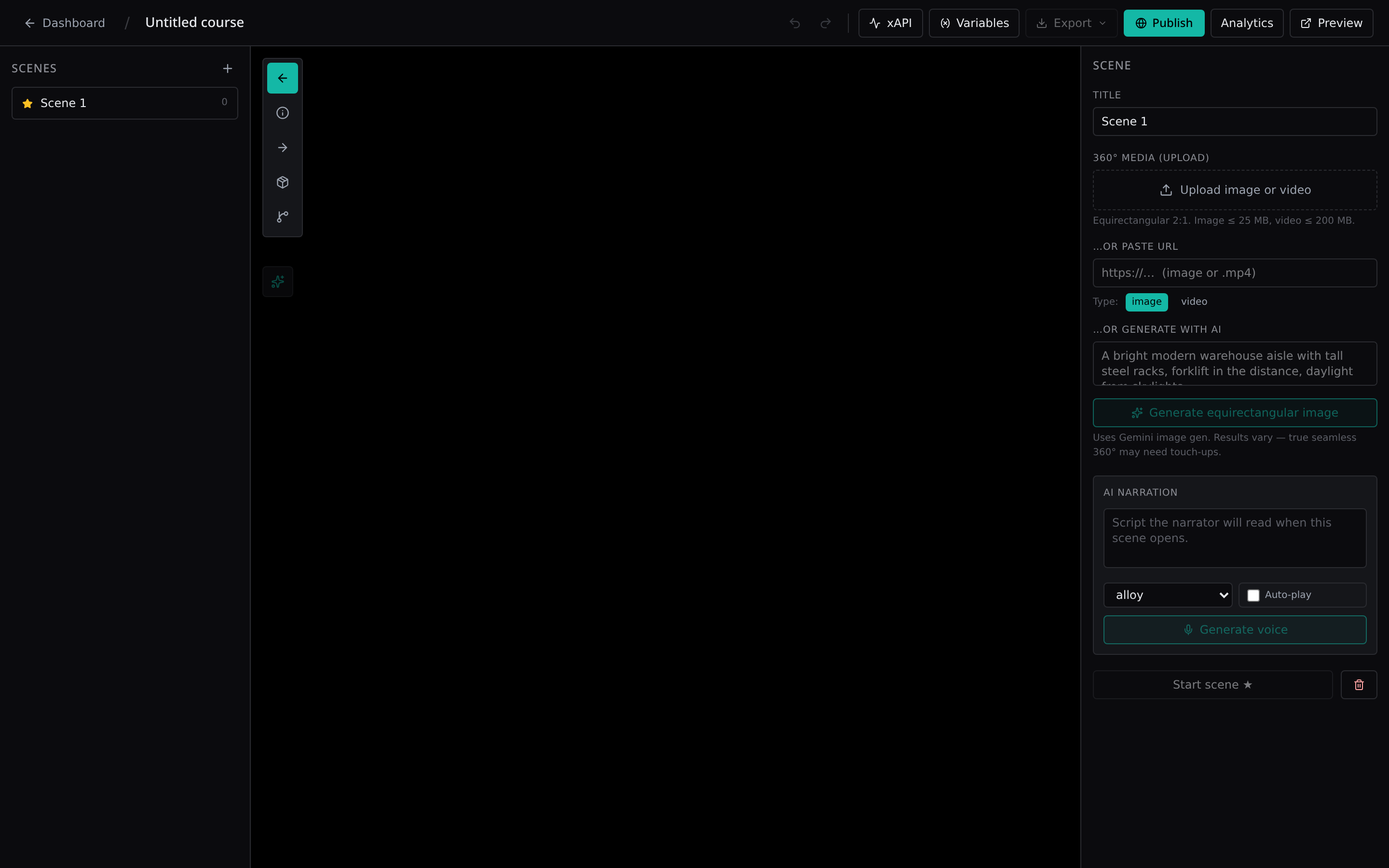 Scene editor with hotspot placement